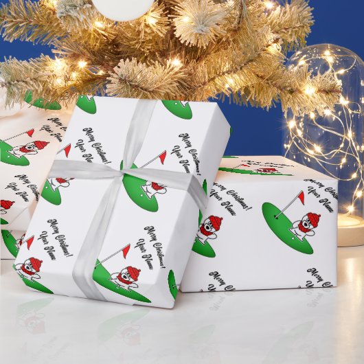ゴルフ場のシロクマ クリスマス ラッピングペーパー (クリスマス)