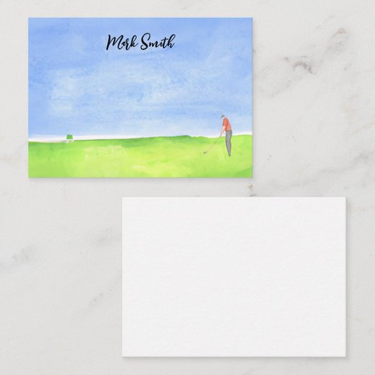 ゴルフ場の名称ゴルフの水彩注 ノートカード (正面/裏面)