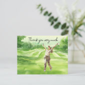 ゴルフ場の水彩画サンキューカード ポストカード (スタンド正面)