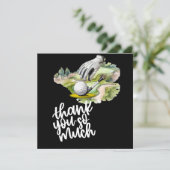 ゴルフ場の背景にゴルフグローブとボール サンキューカード (スタンド正面)