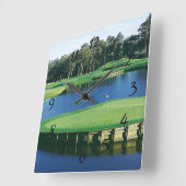 ゴルフ場の風景 スクエア壁時計 (傾斜)