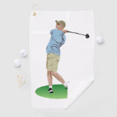 ゴルフ場をスイングする男のタオル ゴルフタオル (インサイチュ)