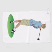 ゴルフ場をスイングする男のタオル ゴルフタオル (横)