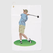 ゴルフ場をスイングする男のタオル ゴルフタオル (正面)