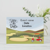 ゴルフ場ゴルフカートパーティの招待状ゴルファー 招待状 (スタンド正面)