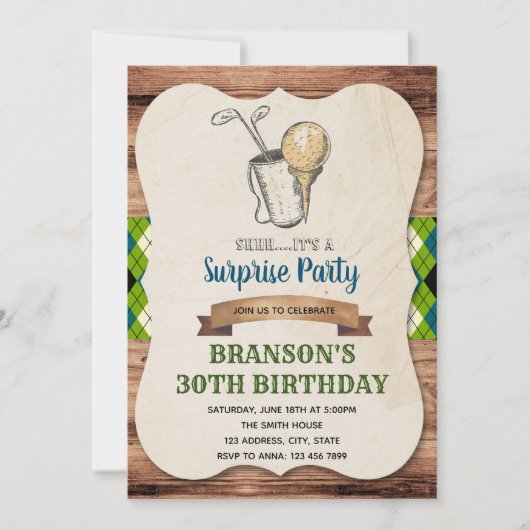 ゴルフ大人のパーティの招待状 招待状 (正面)