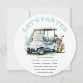 ゴルフ大人誕生日パルティー水彩色 招待状 (正面)