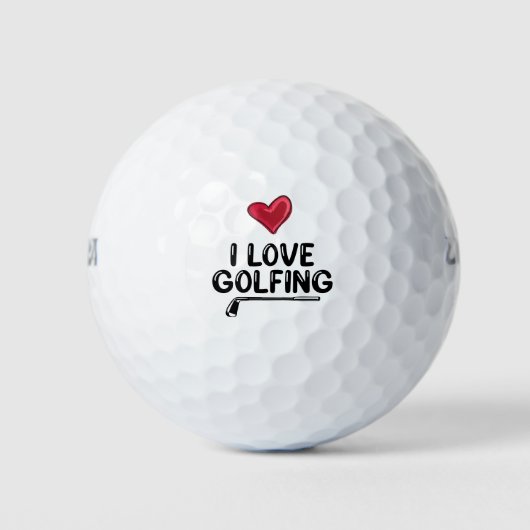 ゴルフ大好きゴルフ赤いハートバレンタインデー ゴルフボール (正面)