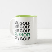 ゴルフ大嫌い！ゴルフ大嫌い！ナイスショット大好きゴルフ！ ツートーンマグカップ (正面左)