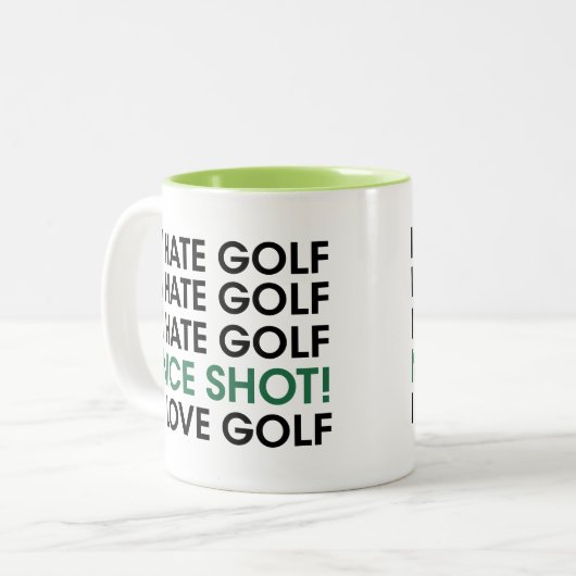 ゴルフ大嫌い！ゴルフ大嫌い！ナイスショット大好きゴルフ！ ツートーンマグカップ (正面左)
