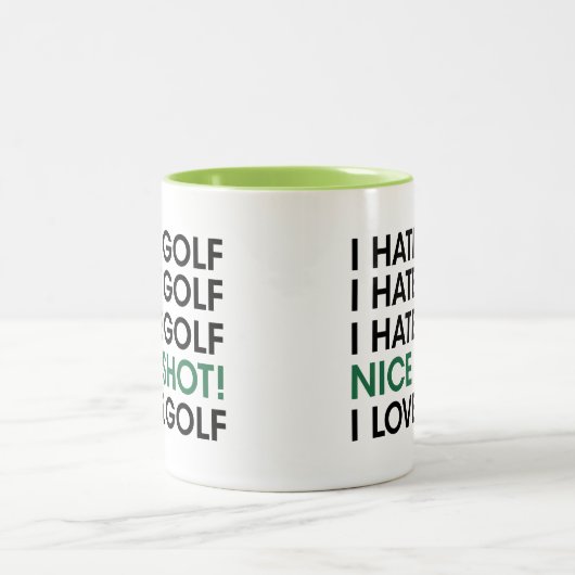 ゴルフ大嫌い！ゴルフ大嫌い！ナイスショット大好きゴルフ！ ツートーンマグカップ (中央)