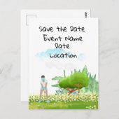 ゴルフ女は遊ゴルフ日付パーティーを保存 ポストカード (正面/裏面)