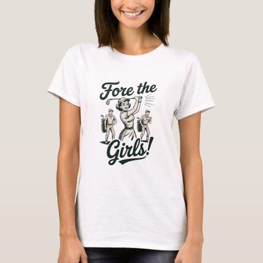 ゴルフ女子のためのキュートで面白いゴルフデザイン Tシャツ (正面)