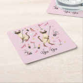 ゴルフ女子テーマのブライズメイドパーティー スクエアペーパーコースター (アングル)