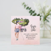 ゴルフ女子トーナメントピンクをテーマにした 招待状 (スタンド正面)