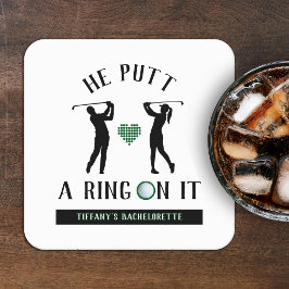 ゴルフ女子会・バチェラー・パーティーグッズ He Putt a Ring On It スクエアペーパーコースター