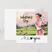 ゴルフ女子 ゴルファー ゴルフ バレンタインデー シーズンカード (正面/裏面)