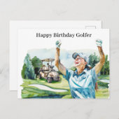 ゴルフ女性は遊ゴルフ誕生日ゴルファーのカード シーズンポストカード (正面/裏面)