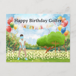 ゴルフ女性は遊ゴルフ誕生日ゴルファーのカード ポストカード