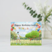 ゴルフ女性は遊ゴルフ誕生日ゴルファーのカード ポストカード (スタンド正面)
