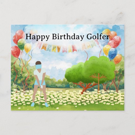 ゴルフ女性は遊ゴルフ誕生日ゴルファーのカード ポストカード (正面)