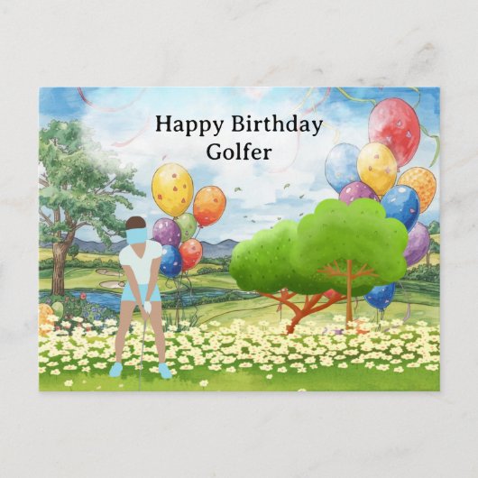 ゴルフ女性は遊ゴルフ誕生日ゴルファーのカード ポストカード (正面)