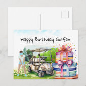 ゴルフ女性は遊ゴルフ誕生日ゴルファーのカード ポストカード (正面/裏面)