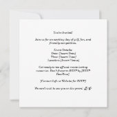 ゴルフ女性ゴルファーの日付パーティーを保存するパーティー 招待状 (裏面)