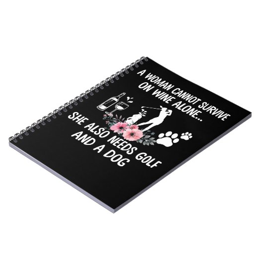 ゴルフ女性ゴルフワインドッグゴルフ及びワインゴルフギフトF ノートブック (左側)