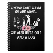 ゴルフ女性ゴルフワインドッグゴルフ及びワインゴルフギフトF ノートブック (正面)