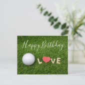 ゴルフ好きな人の誕生日に愛とゴルフボールで ポストカード (スタンド正面)