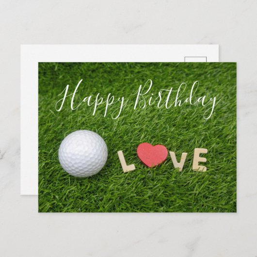 ゴルフ好きな人の誕生日に愛とゴルフボールを添えて ポストカード (正面/裏面)