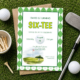 ゴルフ好きな方へおくる60歳のバースデーカード Funny Six-tee Golf 招待状