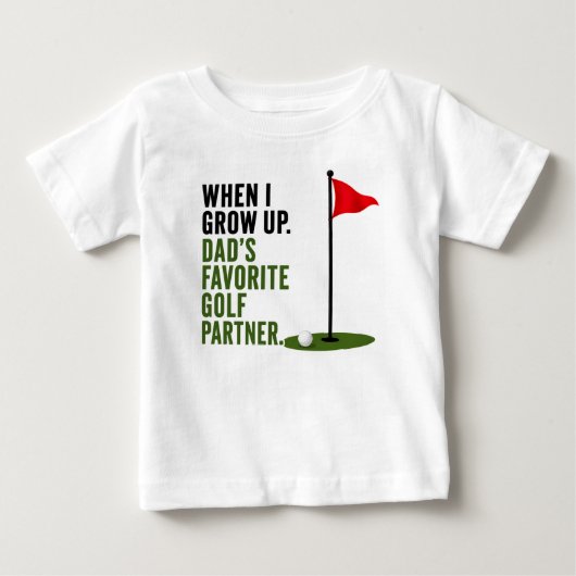 ゴルフ好きな赤ちゃんのための面白い一言 ベビーTシャツ (正面)