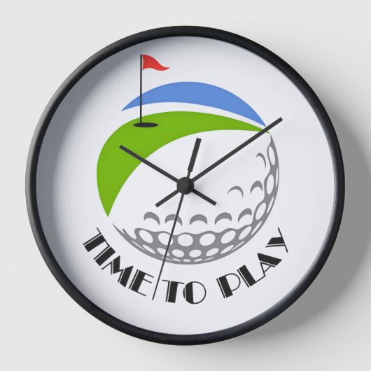 ゴルフ好きのためのデザイン時計 "Time To Play" 壁時計 (正面)