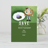 ゴルフ好きの医師のパーティーにおすすめの面白いカード 招待状 (スタンド正面)