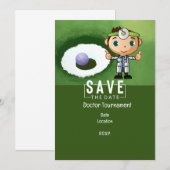 ゴルフ好きの医師のパーティーにおすすめの面白いカード 招待状 (正面/裏面)