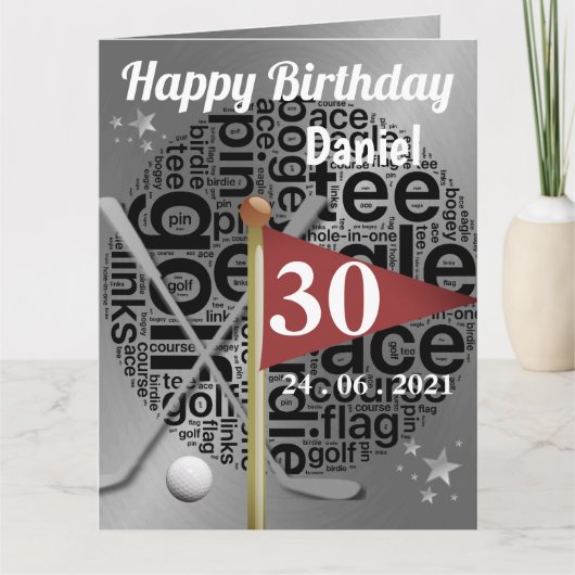 ゴルフ好きの弟へ！オーダーメイドのゴルフバースデーカード カード (正面)