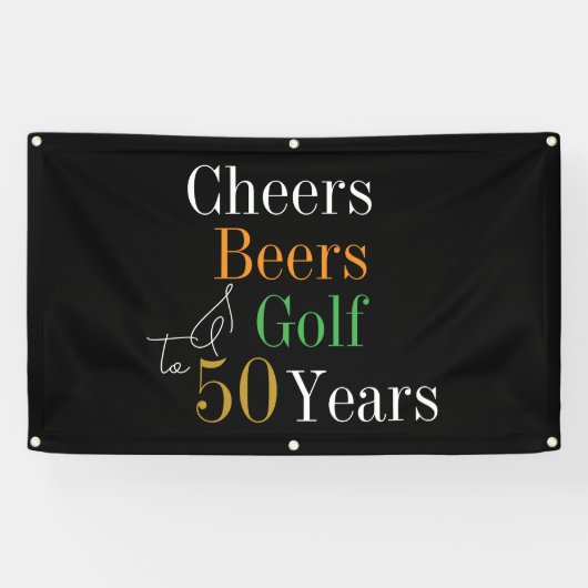 ゴルフ好きの50歳の誕生日お祝いに Cheers Beers Golf 横断幕 (横)