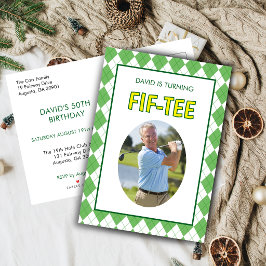 ゴルフ好きの50歳の誕生日お祝いに Funny Fif-tee Golf インビテーションポストカード