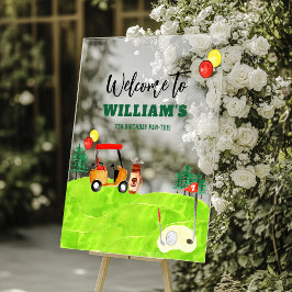 ゴルフ子供の誕生日パルティーウェルカム アクリルサイン