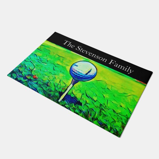 ゴルフ家族名スポーツゴルファーカラフル ドアマット (アングル)