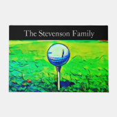 ゴルフ家族名スポーツゴルファーカラフル ドアマット (正面)