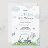 ゴルフ小さなパターのベビーシャワー 招待状 (正面)