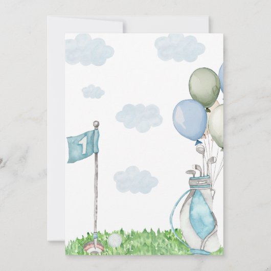 ゴルフ小さなパターのベビーシャワー 招待状 (裏面)