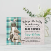 ゴルフ少年フューチャーゴルファーかわいいキャディ赤ちゃんシャワー 招待状 (スタンド正面)