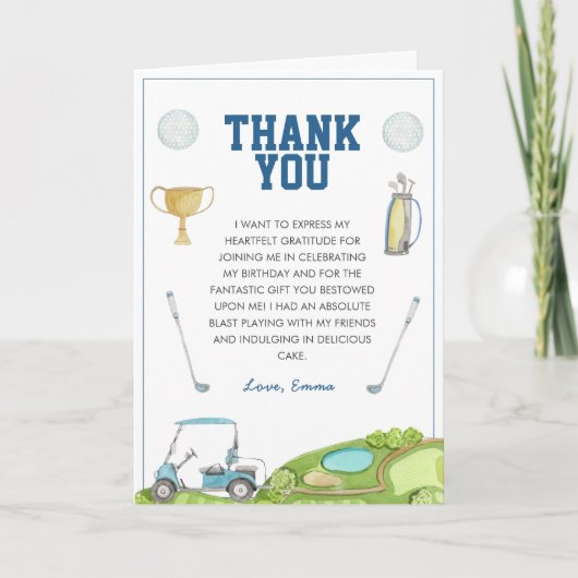 ゴルフ少年誕生日パーティー サンキューカード (正面)