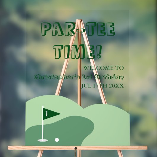ゴルフ少年1歳の誕生日 アクリルサイン (ニュートラル)