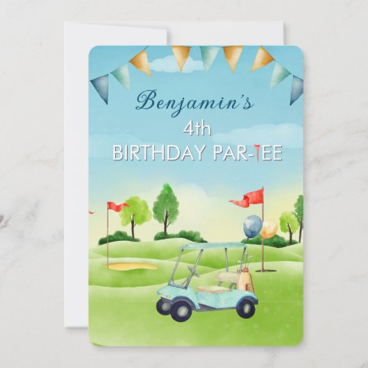 ゴルフ少年4歳の誕生日パーティー 招待状 (裏面)