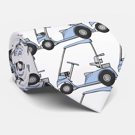 ゴルフ恋人のための白のかわいいゴルフ車パターン ネクタイ (ロール)